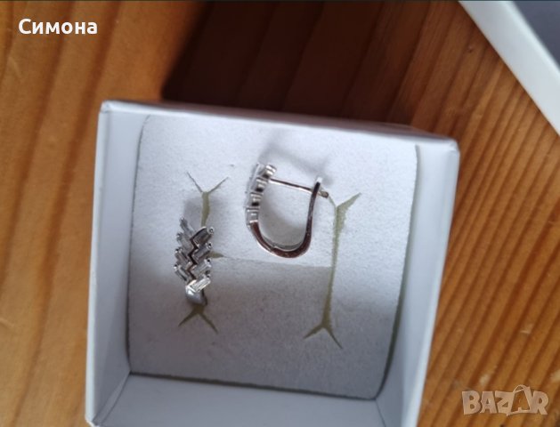 Сребърни обеци с камъчета , снимка 2 - Обеци - 41621332