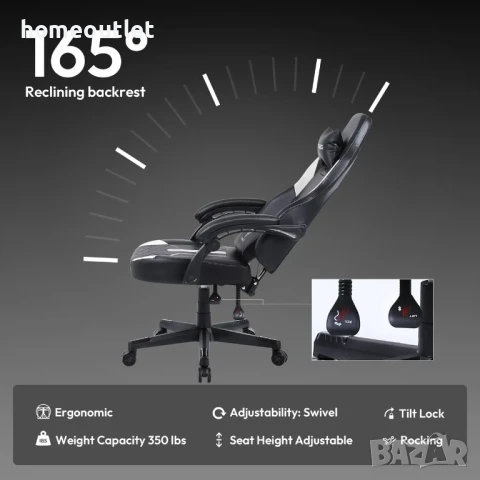 ПРОМОЦИЯ Ергономичен геймърски стол с регулируема функция и дамаска от PU кожа DOWINX LS-665902, снимка 3 - Столове - 50972759