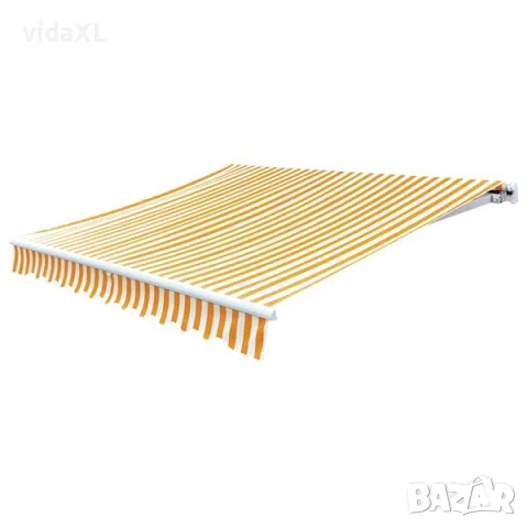 vidaXL Резервен плат за тента, жълт и бял, 400x300 см, полиестер（SKU: 141017）, снимка 2 - Градински мебели, декорация  - 56089886