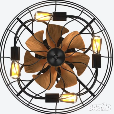 1бр/ Вентилатор за таван с LED осветление, 50 см – индустриален стил, енергоспестяващ DC мотор, 6 ск, снимка 5 - Други - 51992941