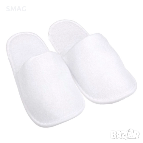 Дамски еднократни пантофи от хавлиена материя, бели_1183575