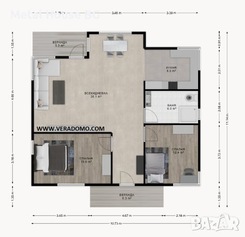 КЪЩА С МЕТАЛНА КОНСТРУКЦИЯ - 94m², снимка 5 - Други - 40881096