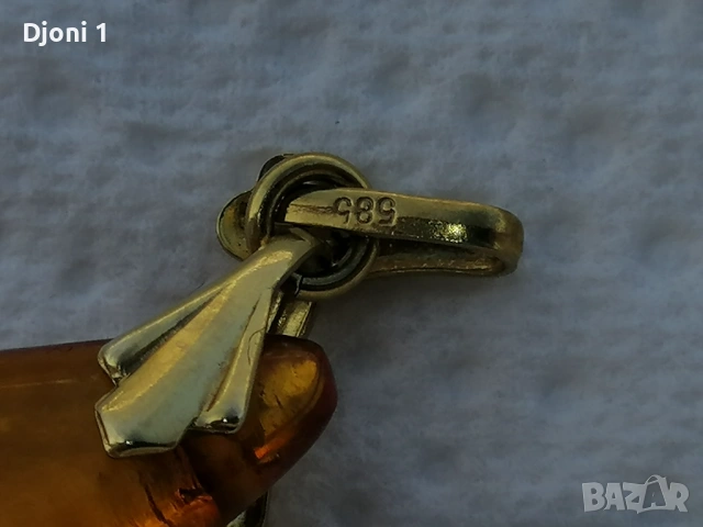 Кехлибарена висулка със златен държач , снимка 7 - Други - 53590355