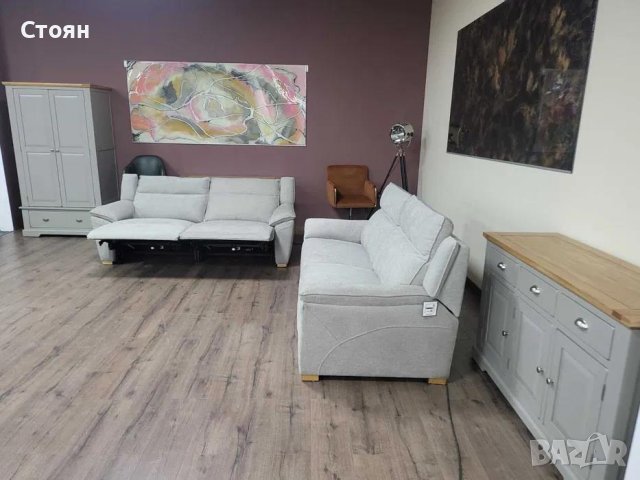 Комплект светло сиви дивани от плат две тройки, снимка 7 - Дивани и мека мебел - 44297942