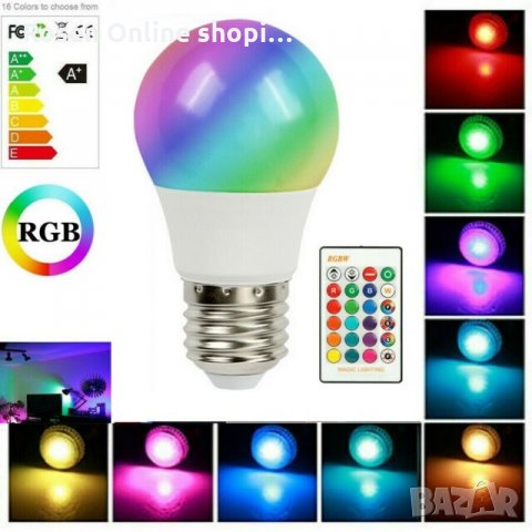 Цветна LED крушка с дистанционно , с 16 цвята, 4 режима и 4 нива на яркост, снимка 6 - Крушки - 34815099