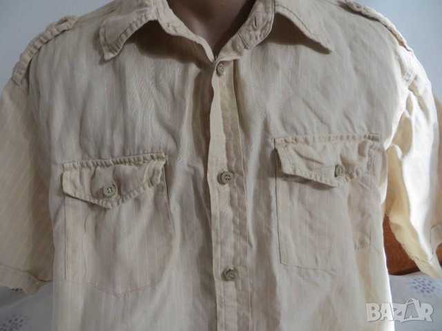 Мъжка риза с къс ръкав от лен Angelo Litrico, снимка 2 - Ризи - 25995328