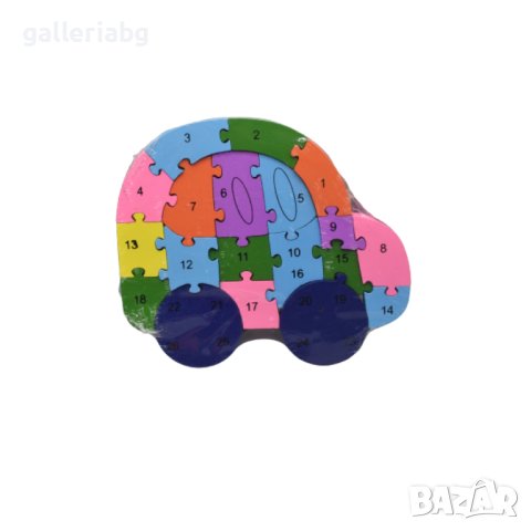 Дървен пъзел, кола - цифри, азбука, мозайка