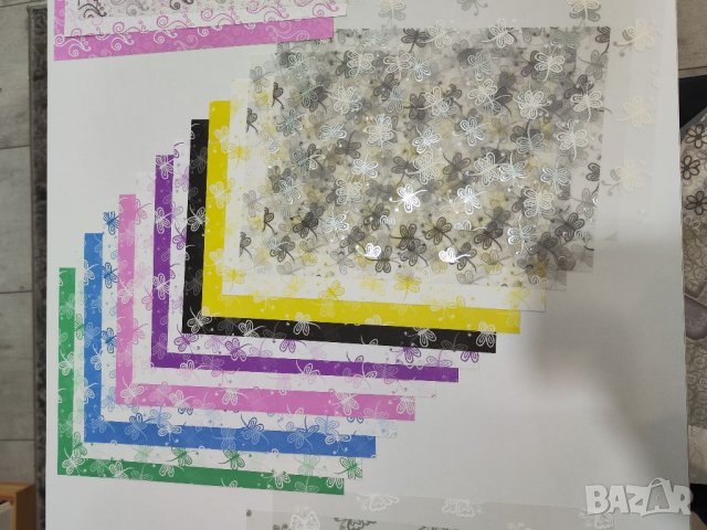 41бр листи, Дизайнерска хартия, скрапбук картон А4, оризова паус хартия, снимка 1