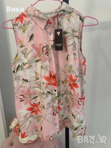 Риза Guess нова с етикет за 16г, но е подходяща и за XS и S, снимка 5 - Ризи - 50593762