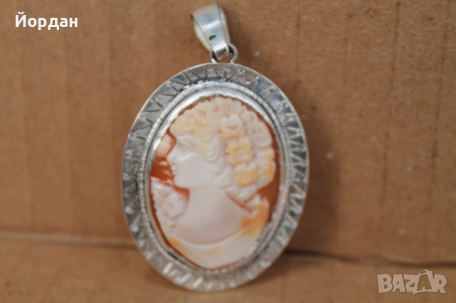 Дамски медальон сребро и камея , снимка 6 - Колиета, медальони, синджири - 36190754