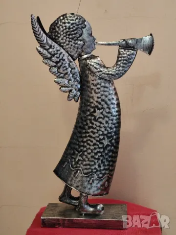 Метално ангелче с музикална тръба. , снимка 2 - Статуетки - 50202302