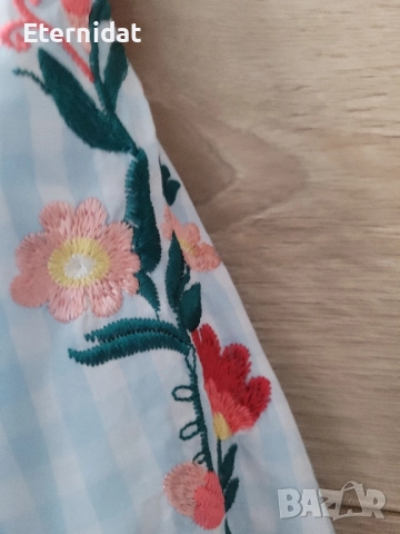 Дамска блуза с бродерии бяло и син, снимка 5 - Тениски - 51802826