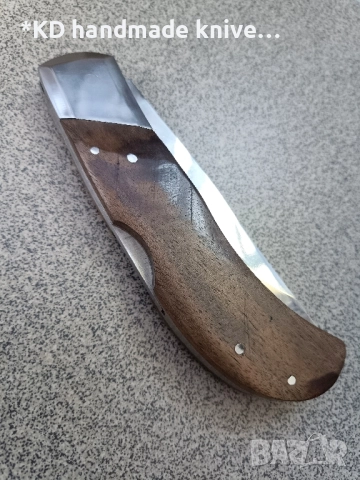 Сгъваем нож ръчно изработен + ПОДАРЪК кания, снимка 3 - Ножове - 51446545