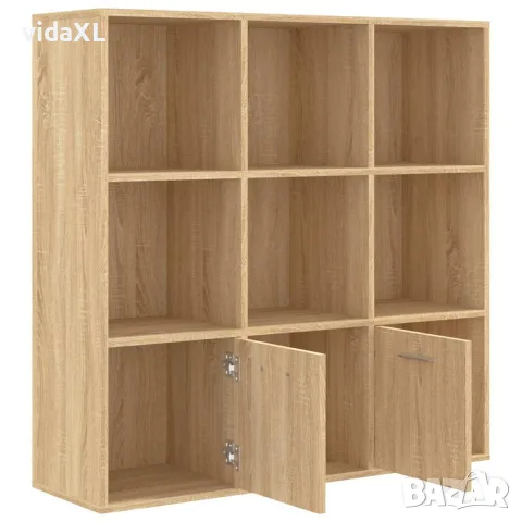 vidaXL Шкаф библиотека, дъб сонома, 98x30x98 см, инженерно дърво, снимка 7 - Етажерки - 56147714