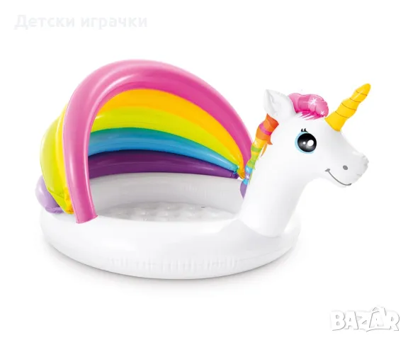 Бебешки надуваем басейн със сенник Еднорог INTEX, 127 х 102 х 69 см, снимка 3 - Надуваеми играчки - 50394964