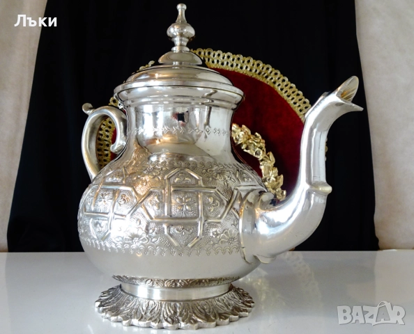 Посребрен марокански чайник,кана Touzani Mohamed. , снимка 4 - Антикварни и старинни предмети - 52776856