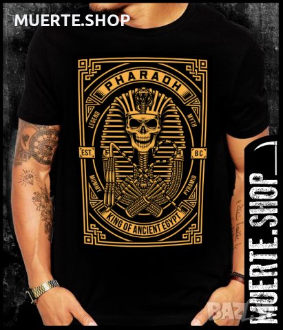 Черна тениска с щампа GOLDEN PHARAOH