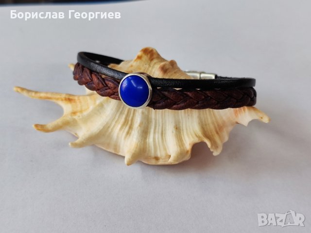 Кожена гривна със сребърни елементи