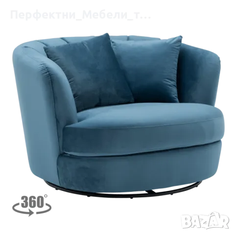 Луксозно кресло въртящо се за лоби бар,хотел,мека мебел за рецепция,въртящ фотьойл плюш-червен,син, снимка 4 - Обзавеждане за заведение - 47602141