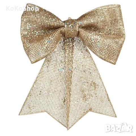 Коледна панделка-43х32 см./златиста коледна панделка/луксозна панделка, снимка 2 - Декорация за дома - 52239019