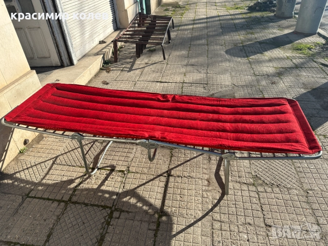  немски сгъваем шезлонг / походно легло тип „къмпинг“ с метална рамка и мек матрак, снимка 9 - Къмпинг мебели - 52914947