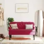 vidaXL Пейка с облегалка, виненочервена, 119,5x64,5x75 см, кадифе, снимка 2