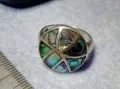 ПРЕКРАСЕН ВИНТИДЖ АРТ СЕДЕФЕН СРЕБЪРЕН ПРЪСТЕН СРЕБРО 925 с РЪЧНО ИНКРУСТИРАН КРАЛСКИ СЕДЕФ 47534, снимка 12