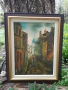 Красива Стара Картина Уличен Пейзаж Живопис Маслени Бои на Платно, снимка 2