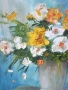 Деница Гарелова 30x30см/малка българска картина масло върху платно/натюрморт-цветя/без рамка, снимка 2