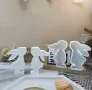 Комплект мъжки и женски заек зайчета Дълбок силиконов молд форма за свещи гипс сапун , снимка 3