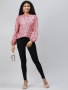 Розова блузка с нежни цветчета , снимка 1 - Блузи с дълъг ръкав и пуловери - 44805698