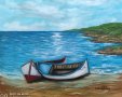 Море и лодки маслена картина , снимка 1 - Картини - 41808774