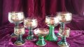 Прекрасни кристални чаши със злато и зелено, снимка 5