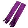 Елегантни дълги ръкавици от лилав плюш - код 8652, снимка 1 - Ръкавици - 44290440