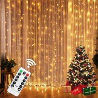 Светеща LED завеса с 200 или 300 лампички за Коледа - код 3279, снимка 1 - Лед осветление - 34511064