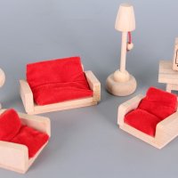 Дървен комплект мебели за кукли и игра, снимка 2 - Играчки за стая - 41994390