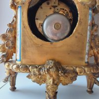 Много рядък Каминен бронзов часовник-Франция 19 век ,позлата, порцелан, снимка 10 - Антикварни и старинни предмети - 41386919
