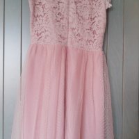 Розова рокля с дантела, снимка 2 - Рокли - 40814276