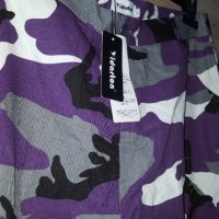 Маскировачен комуфлаж карго  панталон с лилаво, памучен с етикет, снимка 2 - Панталони - 35807336