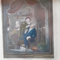 Стара цветна антикварна гравюра в рамка, снимка 2 - Антикварни и старинни предмети - 44165023