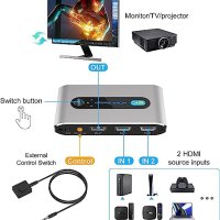Нов 8K 2 в 1 HDMI превключвател Ръчен селектор за  PS5, PS4, Nintendo Switch, снимка 2 - Друга електроника - 41959059