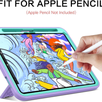 Удароустойчив калъф за iPad 10-то поколение 10,9" 2022 GUAGUA, лилаво/мента, снимка 4 - Таблети - 44762136