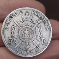 Сребърна Монета 1870 NAPOLEÓN III, снимка 2 - Нумизматика и бонистика - 44415920