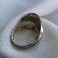 Стар западноевропейски сребърен пръстен с голям турмалин, снимка 3 - Пръстени - 44144253