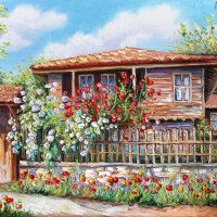 Пролетна картина | Романтичен селски пейзаж, снимка 1 - Картини - 44293419