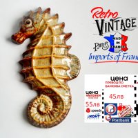 Винтидж керамична декорация за стена с морско конче 9 инча., снимка 1 - Антикварни и старинни предмети - 38345095