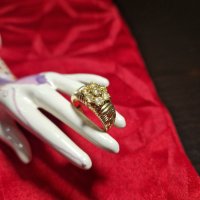 Уникален антикварен сребърен позлатен пръстен с цитрин- 6.56 грама- 925 проба , снимка 3 - Пръстени - 40788836