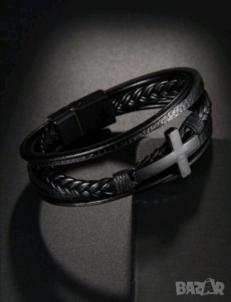 Луксозна мъжка гривна с кръст , снимка 1