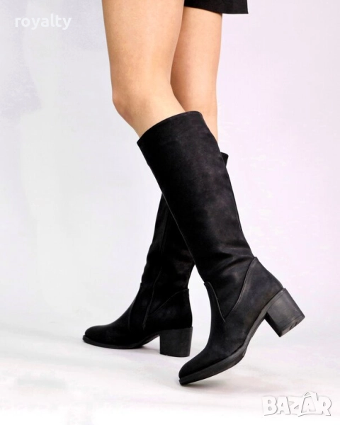 Ботуши на ток - черна кожа - TGD90, снимка 1