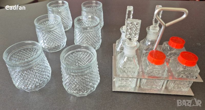 Стъклени чаши и сет оливерник оловен кристал, снимка 1
